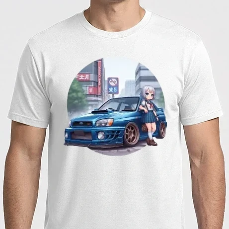 Férfi Imperial póló - Subaru Impreza WRX STI + Anime stílusú karakter