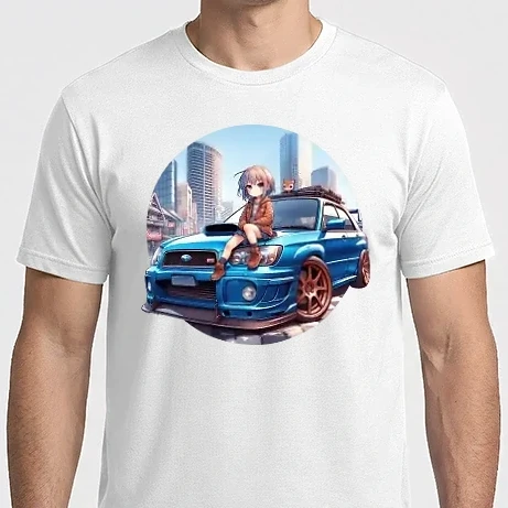 Férfi Imperial póló - Subaru Impreza WRX + Anime stílusú karakter