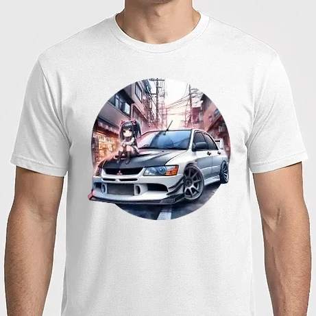 Férfi Imperial póló - Mitsubishi Lancer Evolution IX + Anime stílusú karakter