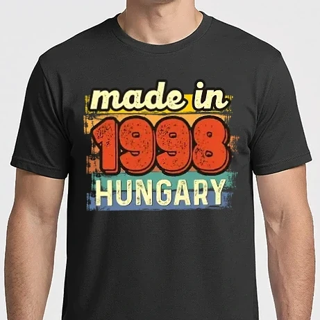 Férfi Imperial póló - made in hungary felirat, retro évszám, grunge stílus, 1998