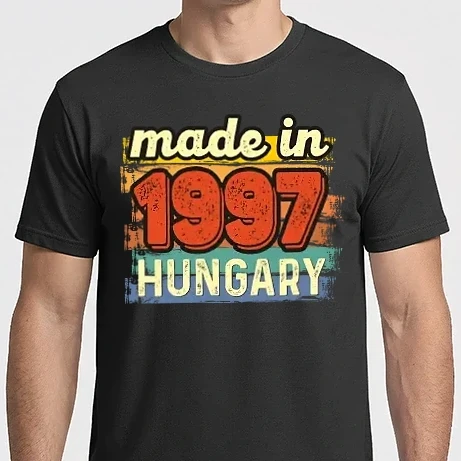 Férfi Imperial póló - made in hungary felirat, retro évszám, grunge stílus, 1997