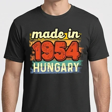 Férfi Imperial póló - made in hungary felirat, retro évszám, grunge stílus, 1954