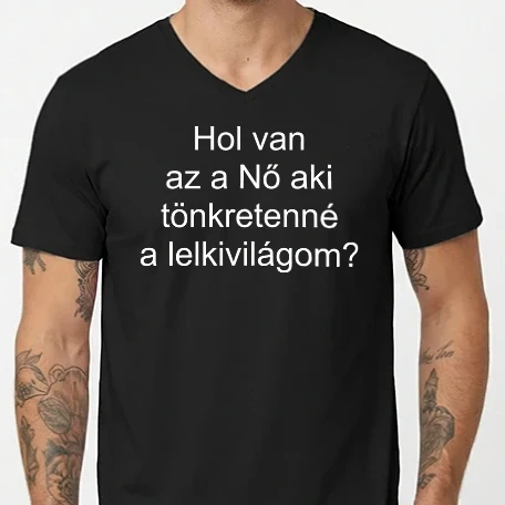 Férfi V-nyakú póló - Hol van. fehér