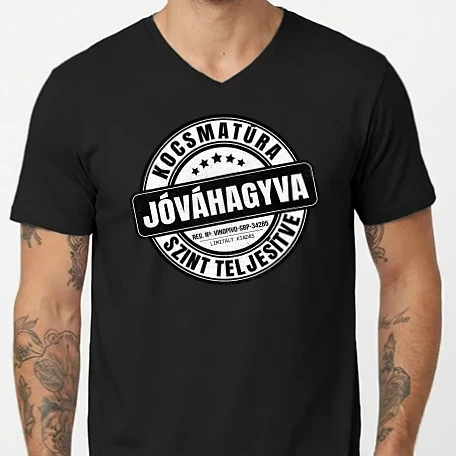 Férfi V-nyakú póló - Jóváhagyva bélyegző - kocsmatúra