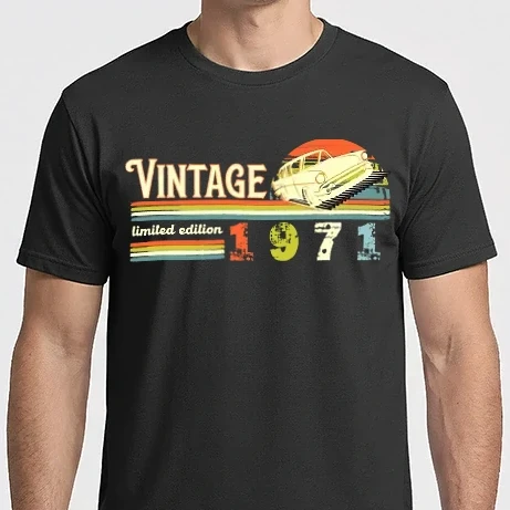 Férfi Imperial póló - vintage, limited edidtion, retro születésnapi felirat, évszám veterán autóval, 1971