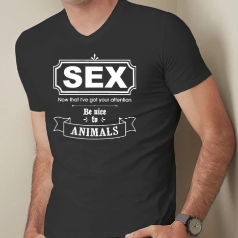 Férfi prémium fit V-nyakú póló - Sex (fehér)