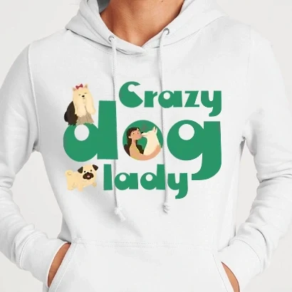 Női kapucnis pulcsi - Crazy dog lady