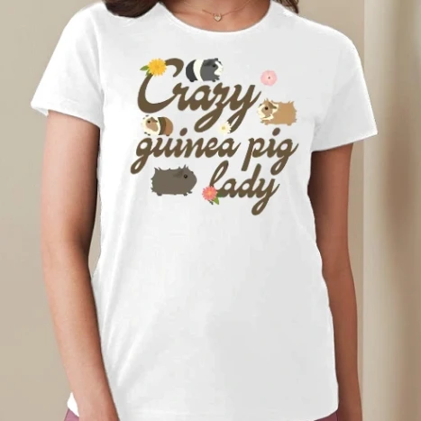 Női prémium kerek nyakú póló  - Crazy guinea pig lady