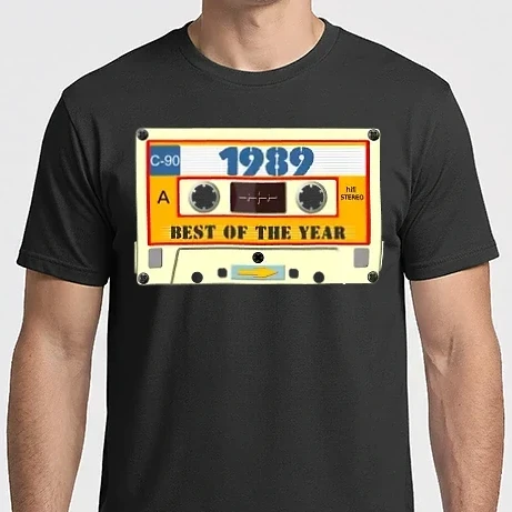 Férfi Imperial póló - retro születésnapi audio kazetta, magnókazetta, best of the year 1989