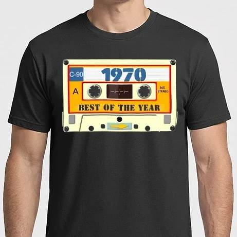 Férfi Imperial póló - retro születésnapi audio kazetta, magnókazetta, best of the year 1970