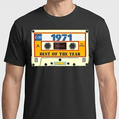 Férfi Imperial póló - retro születésnapi audio kazetta, magnókazetta, best of the year 1971