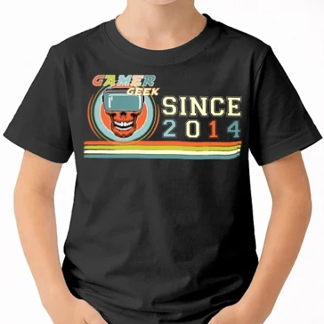 Uniszex gyerek Póló - gamer geek since 2014, kocka, játékos, születésnap