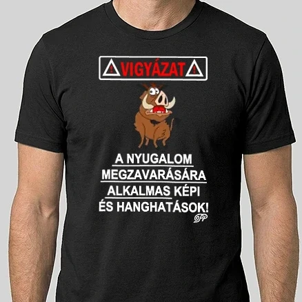 Férfi Alap póló - Hanghatások és Nyugalom -fehér szöveggel