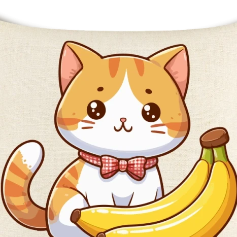 Vászon párnahuzat - Banános cica