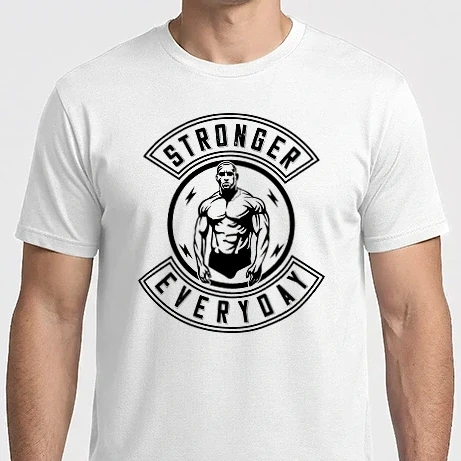 Férfi Imperial póló - Minden nap erősebb - Stronger everyday - Gyúrós minta, Motivációs minta konditerembe