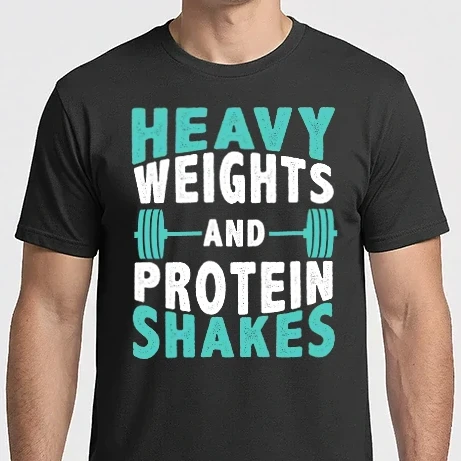 Férfi Imperial póló - Gyúrós minta, Emelj súlyokat és protein shake-eket, Súlyemelő minta