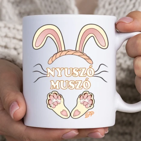Fehér bögre - Nyuszó Muszó Nyuszifül