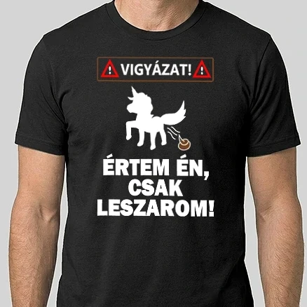 Férfi Alap póló - Vigyázat Leszarom
