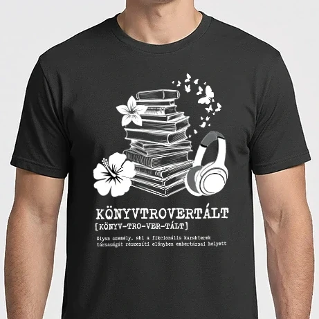 Férfi Imperial póló - Könyvmoly + Könyvtrovertált - fehér
