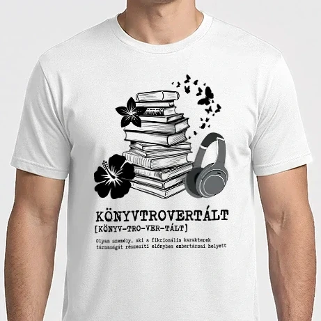 Férfi Imperial póló - Könyvmoly + Könyvtrovertált - fekete