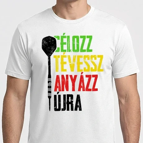 Férfi Imperial póló - célozz, tévessz, anyázz, újra - fehér alapra