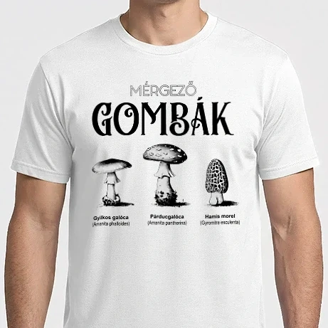 Férfi Imperial póló - mérgező gombák fehér alap
