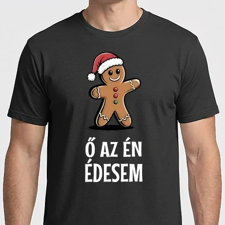 Férfi Imperial póló - Ő az én édesem Mézeskalács fekete pólóra 