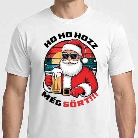 Férfi Imperial póló - Ho ho hozz még sört mikulás fehér pólóra