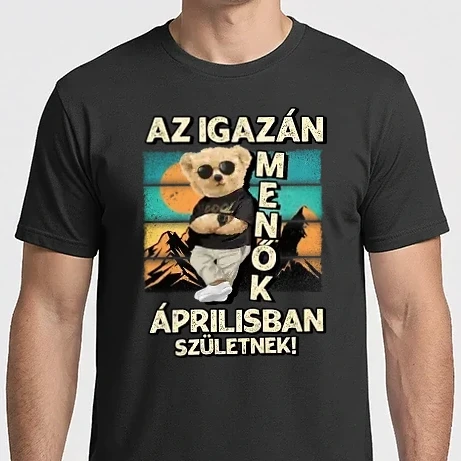 Férfi Imperial póló - Retro Menő Mackó szülinapos ÁPRILIS