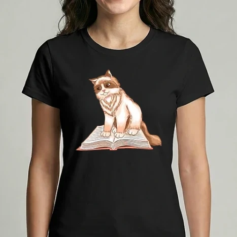 Női Imperial póló - Cat Reading Book