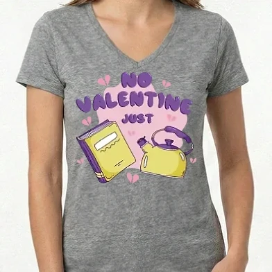 Női V-nyakú póló - No Valentine