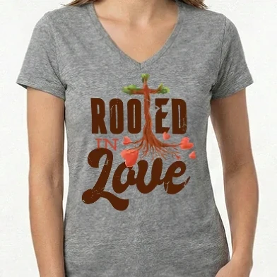 Női V-nyakú póló - Rooted In Love