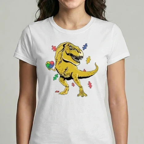 Női Imperial póló - Trex Puzzle szívvel