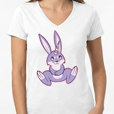 Női V-nyakú póló - Bunnycorn