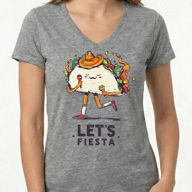 Női V-nyakú póló - Mexikói taco