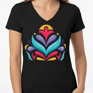 Női V-nyakú póló - Otomi Design