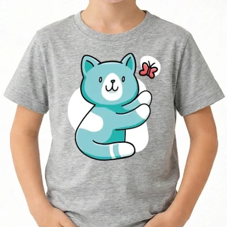 Uniszex gyerek Póló - Cica lepkével