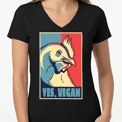 Női V-nyakú póló - Vegán