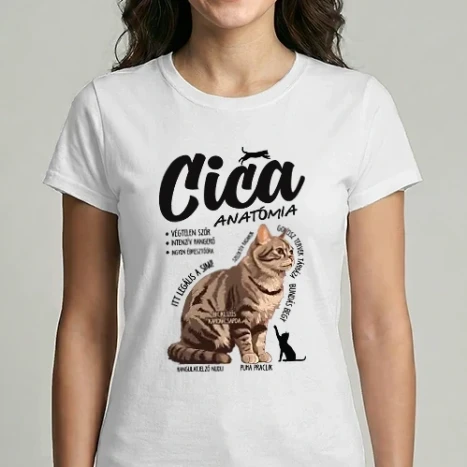Női Imperial póló - Cica anatómia cirmos