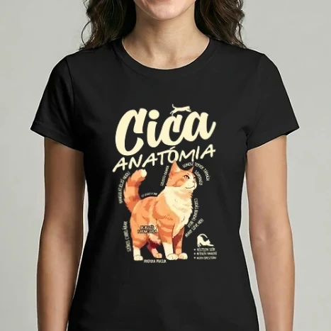 Női Imperial póló - Cica anatómia vörös