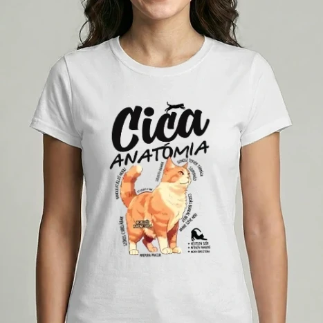 Női Imperial póló - Cica anatómia vörös