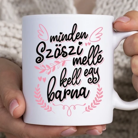 Fehér bögre - Minden szőke mellé kell egy barna pink