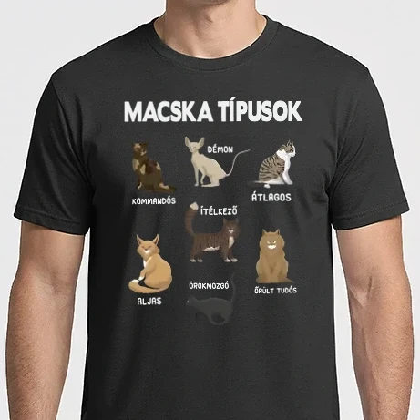 Férfi Imperial póló - macska típusok fehér