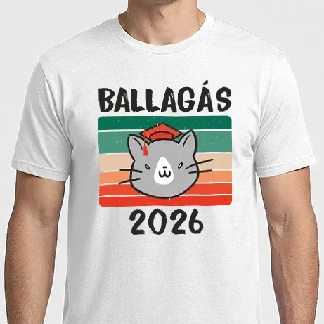 Férfi Imperial póló - Ballagó cica fehérre 2026