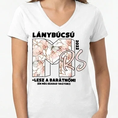 Női V-nyakú póló - MTV lánybúcsú floral barátnő