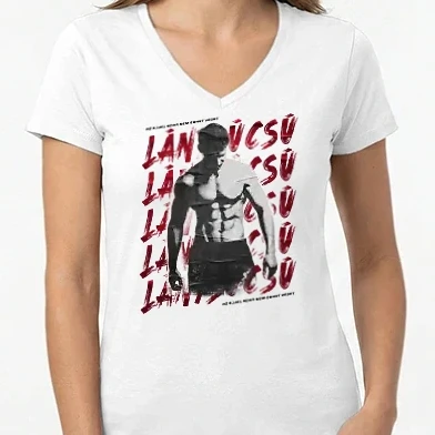 Női V-nyakú póló - Lánybúcsú pasi fehérre