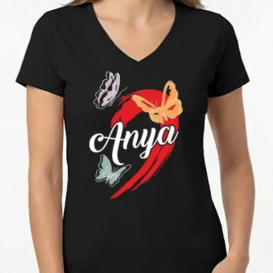 Női V-nyakú póló - Passzoló szívek Anya fehér