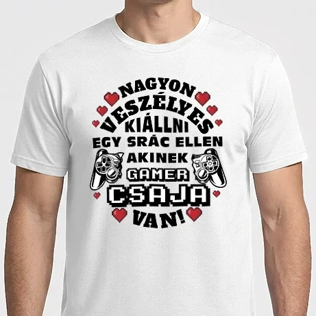 Férfi Imperial póló - Veszélyes gamer szerelem srác fekete szöveg