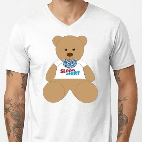 Férfi V-nyakú póló - Teddy sleep shirt